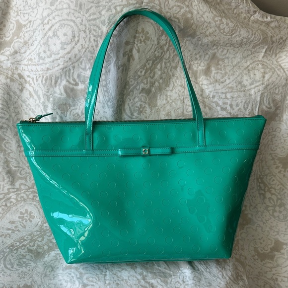 kate spade Handbags - Kate Spade Turquoise Glossy Tote